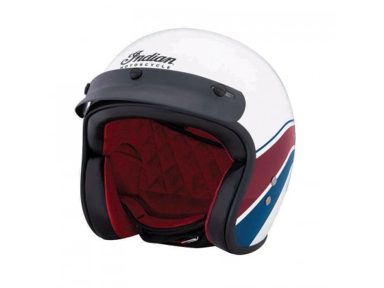 Genuine Indian Motorcycle White Stripe Open Face Crash Helmet Genuine Indian Motorcycle White Stripe Open Face Crash Helmet