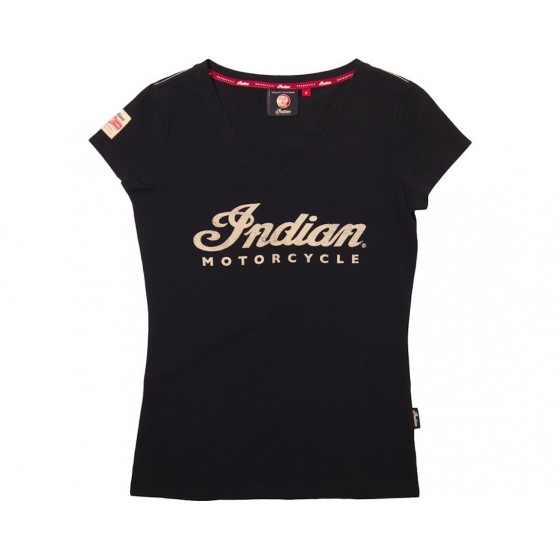 Ladies Indian V-Neck Ecru Logo T-Shirt