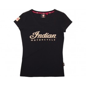 Ladies Indian V-Neck Ecru Logo T-Shirt