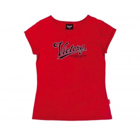 Women's Victory Script Logo red Black Crew Neck TEE