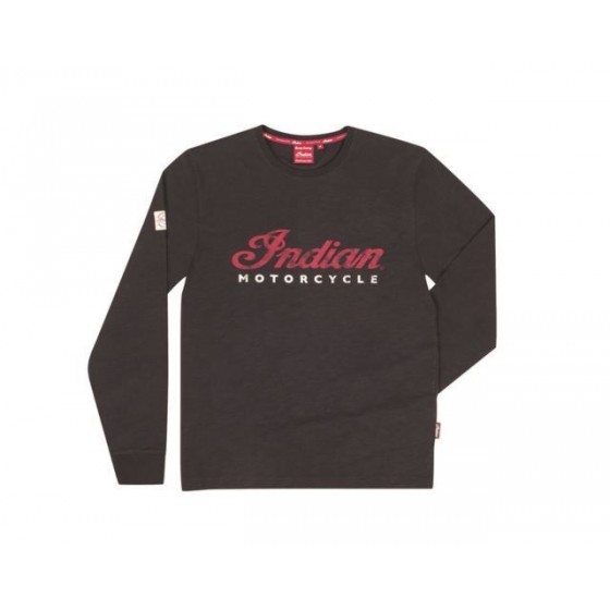 Men's Indian Black Long Sleeve Logo TEE