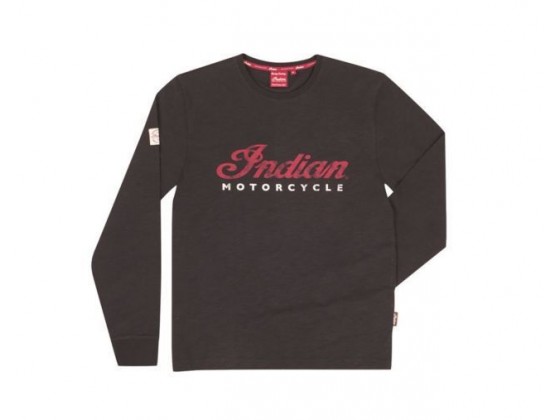 Men's Indian Black Long Sleeve Logo TEE