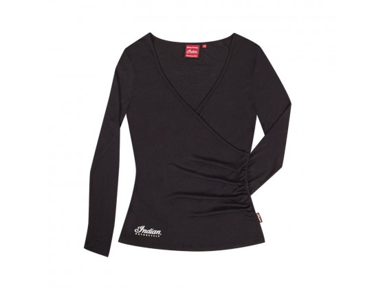 Women's Indian Cross Over Black Long Sleeved T-Shirt