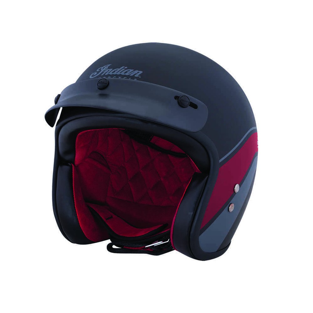 Indian Retro Matte Stripe Open Face Crash Helmet Freedom Motorcycles