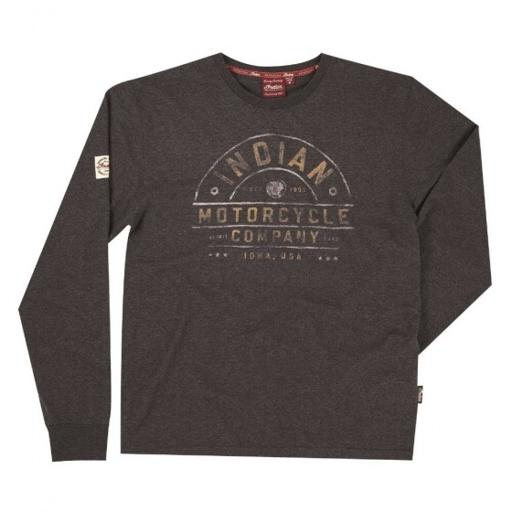 Men's Indian Motorcycle Long Sleeved Charcoal Marl T-Shirt