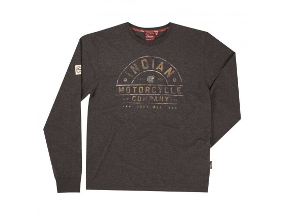 Men's Indian Motorcycle Long Sleeved Charcoal Marl T-Shirt Men's Indian Motorcycle Long Sleeved Charcoal Marl T-Shirt